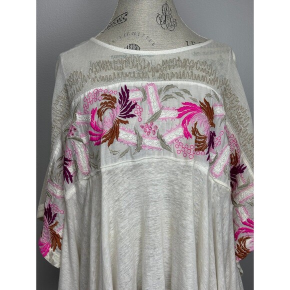 Free People Oversized Embroidered Tee Small Bohemian - Picture 10 of 11
